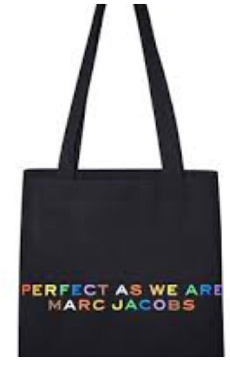 Marc Jacobs Black Canvas Tote Bag Rainbow Text Perfect As We Are